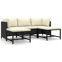 Maison Chic Salon de jardin 5 pcs + coussins - Mobilier/Meubles de jardin - Table et chaises d'extérieur Résine tressée Noir -MN62511