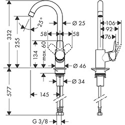 Hansgrohe Mitigeur de cuisine MySport L en Acier Inoxydable 13862800