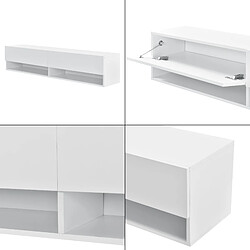 Avis Helloshop26 Étagère murale à 2 portes meuble support TV 140 cm blanc 03_0005184