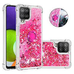 Coque en TPU Antichoc aux sables mouvants à motifs avec béquille en forme d'anneau Coeurs roses pour votre Samsung Galaxy A22 4G (EU Version)