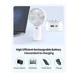 Avis Ventilateur Portatif, Ventilateur USB Portable avec Ventilateur Électrique Personnel Rechargeable à Fonction d'alimentation de 5200 mAh pour la Maison / le Bureau / les Voyages (Blanc)