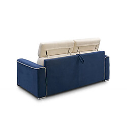 Avis Inside 75 Canapé convertible EXPRESS CANBERRA 160cm matelas 16cm bicolore microfibre ivoire et bleu cobalt