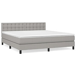 Maison Chic Lit adulte- Lit + matelas,Sommier à lattes de lit avec matelas Gris clair 180x200cm Tissu -GKD10094