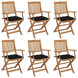 vidaXL Chaises pliables de jardin lot de 6 avec coussins Bois d'acacia