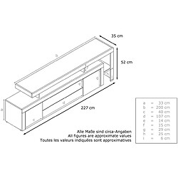 Mpc Meuble TV Laqué Blanc Et Avola-anthracite 52 X 227 X 35 Cm