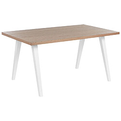 Beliani Table de salle à manger bois clair et blanc 150 x 90 cm LENISTER