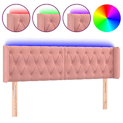 vidaXL Tête de lit à LED Rose 163x16x78/88 cm Velours