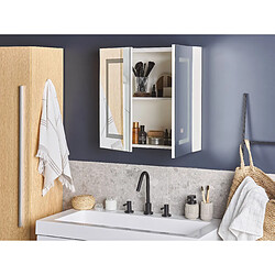 Beliani Armoire de toilette blanche avec miroir LED 60 x 60 cm MAZARREDO