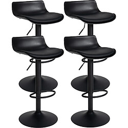 Decoshop26 Tabouret de bar x4 avec repose-pieds hauteur réglable desing moderne en PVC noir et métal noir 10_0004500