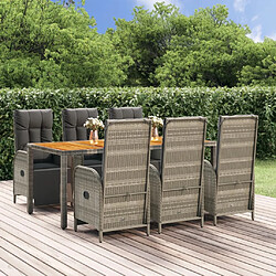 Maison Chic Mobilier à dîner 7 pcs de jardin avec coussins - Ensemble table et chaises d'extérieur - Salon/Mobilier de jardin classique gris rotin -MN28704