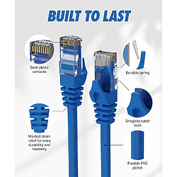 Ultra Clarity Cables Cable Ethernet Cat6 Cable RJ45 Haute Vitesse 10 Gbps Compatible avec Modem, PC, Commutateurs,