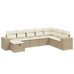 vidaXL Salon de jardin avec coussins 8 pcs beige résine tressée