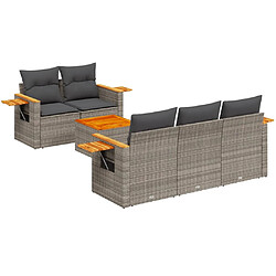 Maison Chic Salon de jardin 6 pcs avec coussins | Ensemble de Table et chaises | Mobilier d'Extérieur gris résine tressée -GKD95981