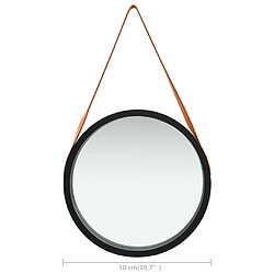 vidaXL Miroir mural avec sangle 50 cm Noir pas cher