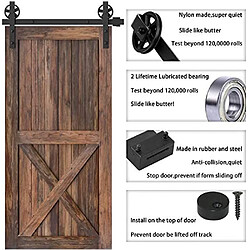 Acheter Stoex 150 cm Simple Porte Quincaillerie pour La Prote Simple Coulissante de Grange En Bois Antique Roue de Base à Gros Rayons Noir Roller Kit Système de Porte avec Roulettes et Rail