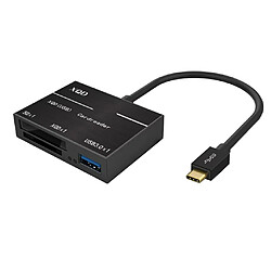 Adaptateur de type combo USB 3.0 -C pour lecteur de carte Micro SD / XQD, noir convertisseur C de concentrateur USB de type C