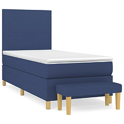 Maison Chic Structures de lit + matelas,Lit à sommier tapissier avec matelas Bleu 90x190 cm Tissu -MN26838