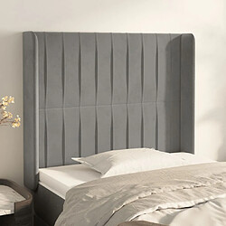 Maison Chic Tête de lit scandinave avec oreilles,meuble de chambre Gris clair 93x16x118/128 cm Velours -MN86893