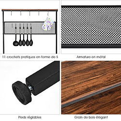 Helloshop26 Étagère pour four à micro-ondes support avec 11 crochets et 1 panneau en grille 20_0007332