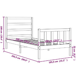 vidaXL Cadre de lit sans matelas noir 100x200 cm bois massif de pin pas cher