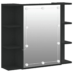 vidaXL Armoire à miroir avec LED noir 70x16,5x60 cm