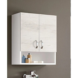 Alter Meuble de salle de bain Made in Italy, Meuble de salle de bain avec deux portes, Meuble mural avec compartiment de rangement, cm 58x22h70, couleur chêne blanchi