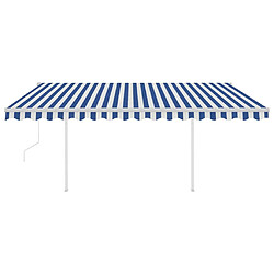 Avis Maison Chic Store banne | Auvent rétractable de porte | Marquise Brise-soleil automatique avec poteaux 4x3 m Bleu et blanc -GKD32272