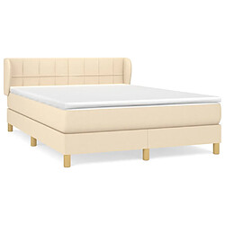 vidaXL Sommier à lattes de lit avec matelas Crème 140x190 cm Tissu