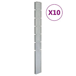 vidaXL Poteaux de clôture 10 pcs argenté 180 cm acier galvanisé