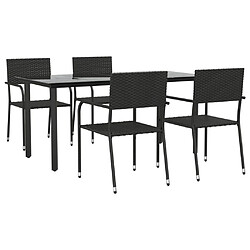 vidaXL Ensemble à manger de jardin 5 pcs noir résine tressée et acier