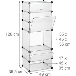 Helloshop26 Meuble armoire étagère à chaussures avec 6 casiers 126 cm plastique transparent 13_0001636_3