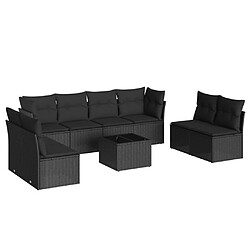 Maison Chic Salon de jardin 9 pcs avec coussins | Ensemble de Table et chaises | Mobilier d'Extérieur noir résine tressée -GKD46776