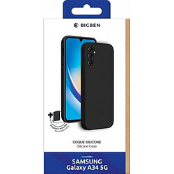 Bigben coque pour Samsung Galaxy A34 5G Silicone + dragonne assortie Noire