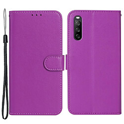 Htdmobiles Housse pour Sony Xperia 10 V - etui coque pochette portefeuille + verre trempe - MAUVE