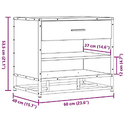 vidaXL Banc à chaussures chêne marron bois d'ingénierie et métal pas cher
