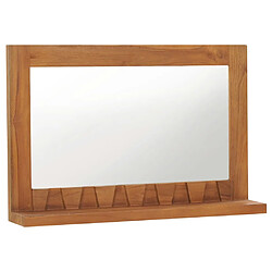 Maison Chic Miroir mural | Miroir Décoration avec étagère pour Maison Salle de Bain 60x12x40 cm Bois de teck massif -GKD16135