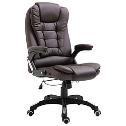 Helloshop26 Chaise fauteuil siège de bureau informatique étude similicuir brun 02_0024032