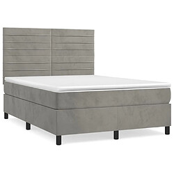 Maison Chic Lit Adulte - Lit simple Lit à sommier tapissier et matelas moelleux - Meuble de Chambre - Gris clair 140x200cm Velours -MN78287