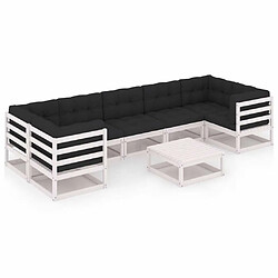 Maison Chic Salon de jardin 8 pcs + coussins - Mobilier/Meubles de jardin - Table et chaises d'extérieur Blanc Bois de pin massif -MN36849