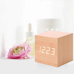 Avis Wewoo Réveils Multicolore Sons En Bois De Contrôle Horloge Moderne Numérique LED Bureau Réveil Thermomètre Minuterie Blanc