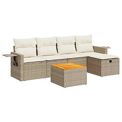 vidaXL Salon de jardin avec coussins 6 pcs beige résine tressée