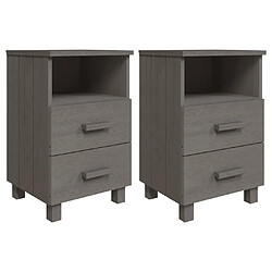 Maison Chic Lot de 2 Tables de chevet - Tables de Nuit Gris clair 40x35x62 cm Bois massif