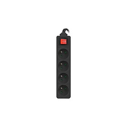 Power strip 1.5m, black, 4 sockets, with switch, cle made of solid copper