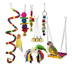 15x Perroquets Stand Jouets à Mâcher Escalade Swing Avec Clochettes Grands Oiseaux Aras Conures