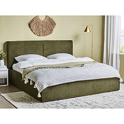 Beliani Lit avec coffre en tissu bouclé vert foncé 180 x 200 cm MOISSAC