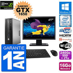 PC HP 800 G2 SFF Ecran 27" Gaming GTX 1650 i5-6500 RAM 16Go 240Go SSD + 2To W10 - Occasion