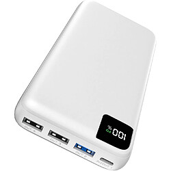 SANAG Batterie Externe 27000Mah Power Bank - 22.5W Chargeur Portable Pd Usb C Avec 4 Sorties Charge Rapide Compatible Avec Téléphone Tablette (Blanc)