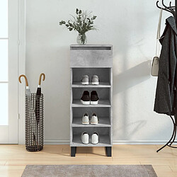 Maison Chic Armoire à Chaussures Gris béton,Meuble de Rangement à Chaussures 40x36x105 cm Bois d'ingénierie -MN64903