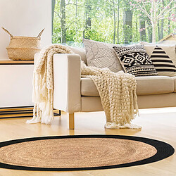 Avis The Home Deco Factory Tapis rond en jute design bicolore Sophie - Diam. 120 cm - Noir