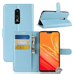 Htdmobiles Housse etui portefeuille pour OnePlus 6 + film ecran - BLEU